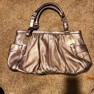 MAKOWSKY LEATHER SHOULDER BAG, large silver